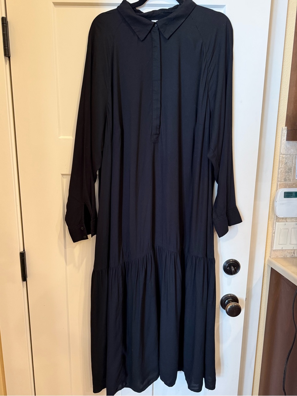 H&M Black Tiered Shirt Dress | Long Sleeve | XXL